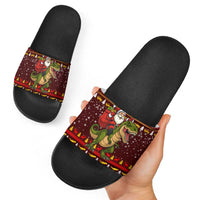 Santassic Park Santa Claus Christmas Slide Sandals Xmas Holiday Patterns - Wonder Print Shop