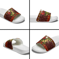 Santassic Park Santa Claus Christmas Slide Sandals Xmas Holiday Patterns - Wonder Print Shop
