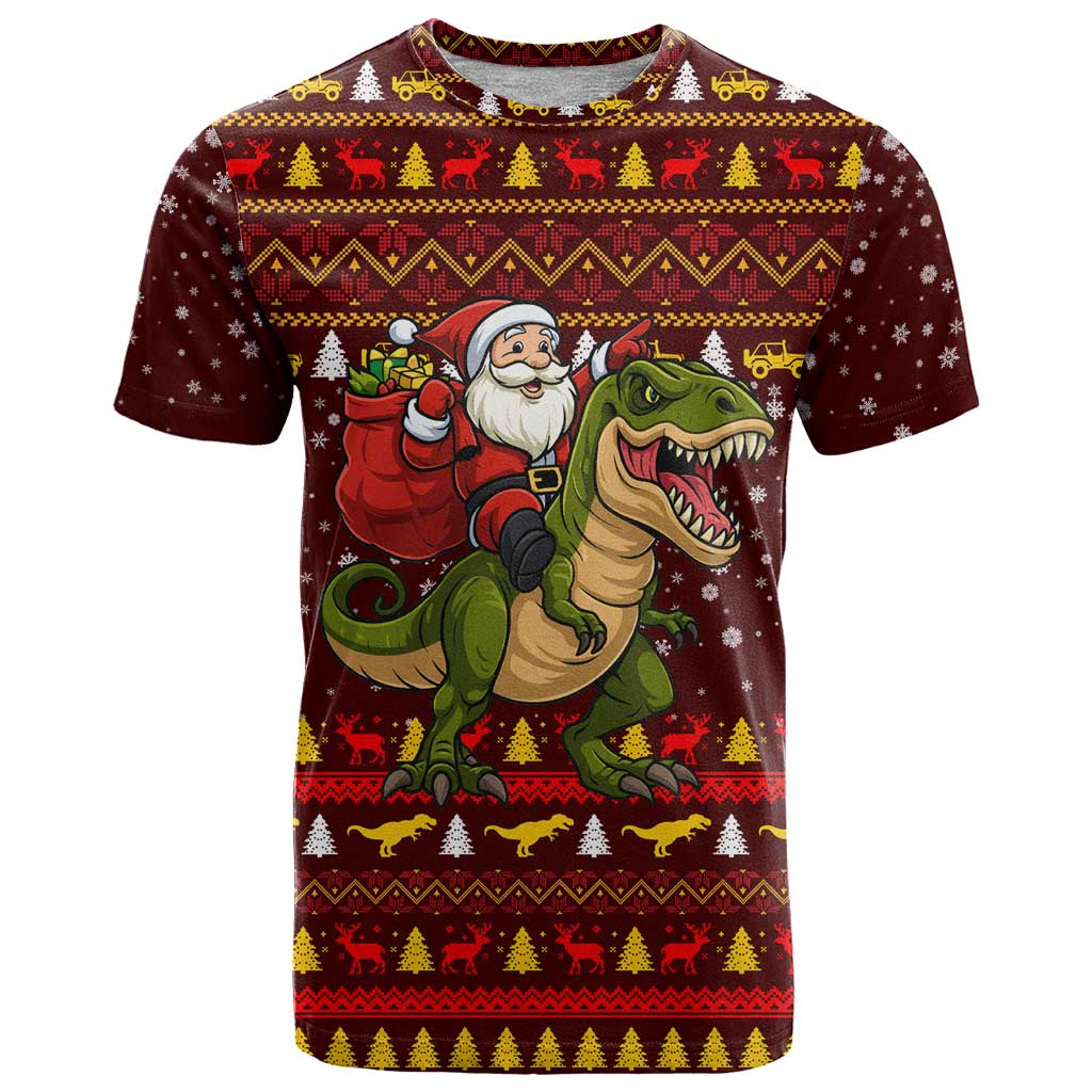 Santassic Park Santa Claus Christmas T Shirt Xmas Holiday Patterns - Wonder Print Shop