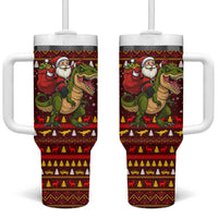Santassic Park Santa Claus Christmas Tumbler With Handle Xmas Holiday Patterns - Wonder Print Shop