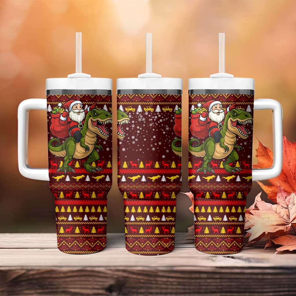 Santassic Park Santa Claus Christmas Tumbler With Handle Xmas Holiday Patterns - Wonder Print Shop