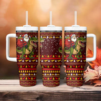 Santassic Park Santa Claus Christmas Tumbler With Handle Xmas Holiday Patterns - Wonder Print Shop
