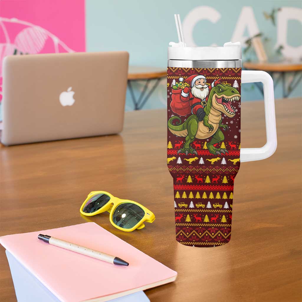Santassic Park Santa Claus Christmas Tumbler With Handle Xmas Holiday Patterns - Wonder Print Shop