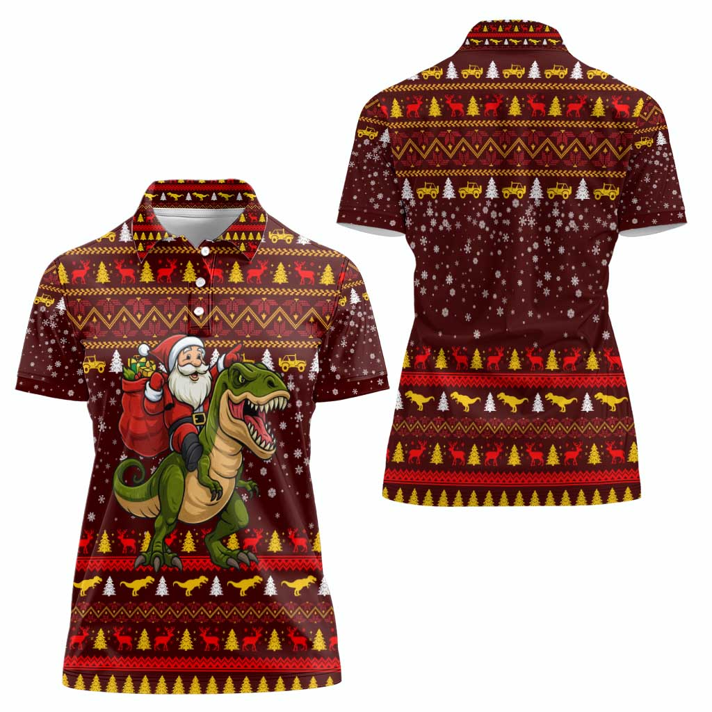 Santassic Park Santa Claus Christmas Women Polo Shirt Xmas Holiday Patterns - Wonder Print Shop