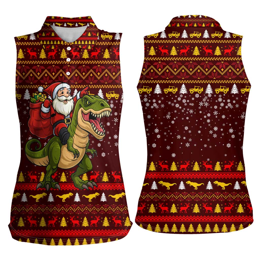 Santassic Park Santa Claus Christmas Women Sleeveless Polo Shirt Xmas Holiday Patterns - Wonder Print Shop