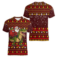 Santassic Park Santa Claus Christmas Women V-Neck T-Shirt Xmas Holiday Patterns - Wonder Print Shop