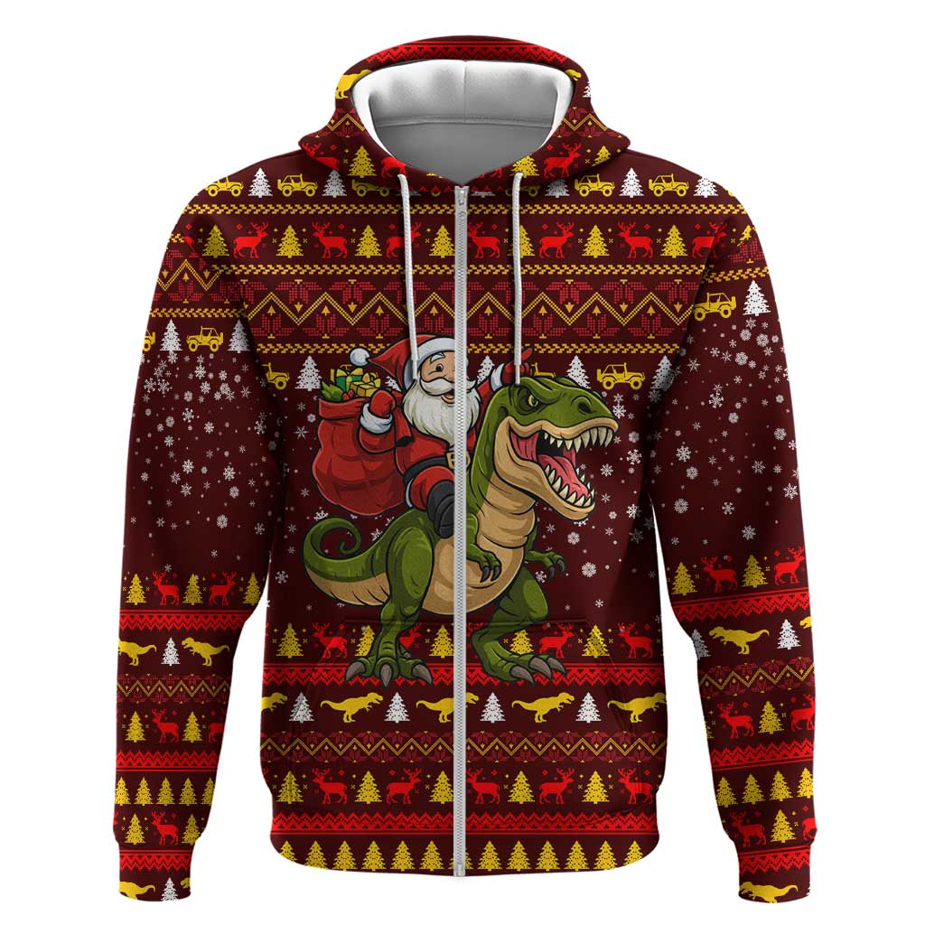 Santassic Park Santa Claus Christmas Zip Hoodie Xmas Holiday Patterns - Wonder Print Shop