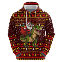 Santassic Park Santa Claus Christmas Zip Hoodie Xmas Holiday Patterns - Wonder Print Shop