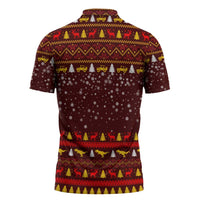 Santassic Park Santa Claus Christmas Zipper Polo Shirt Xmas Holiday Patterns - Wonder Print Shop