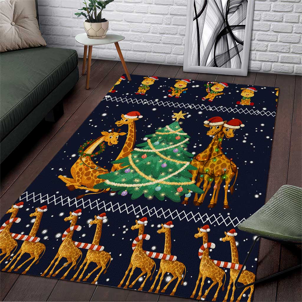 Love Giraffe Christmas Area Rug Xmas Holiday Patterns - Wonder Print Shop