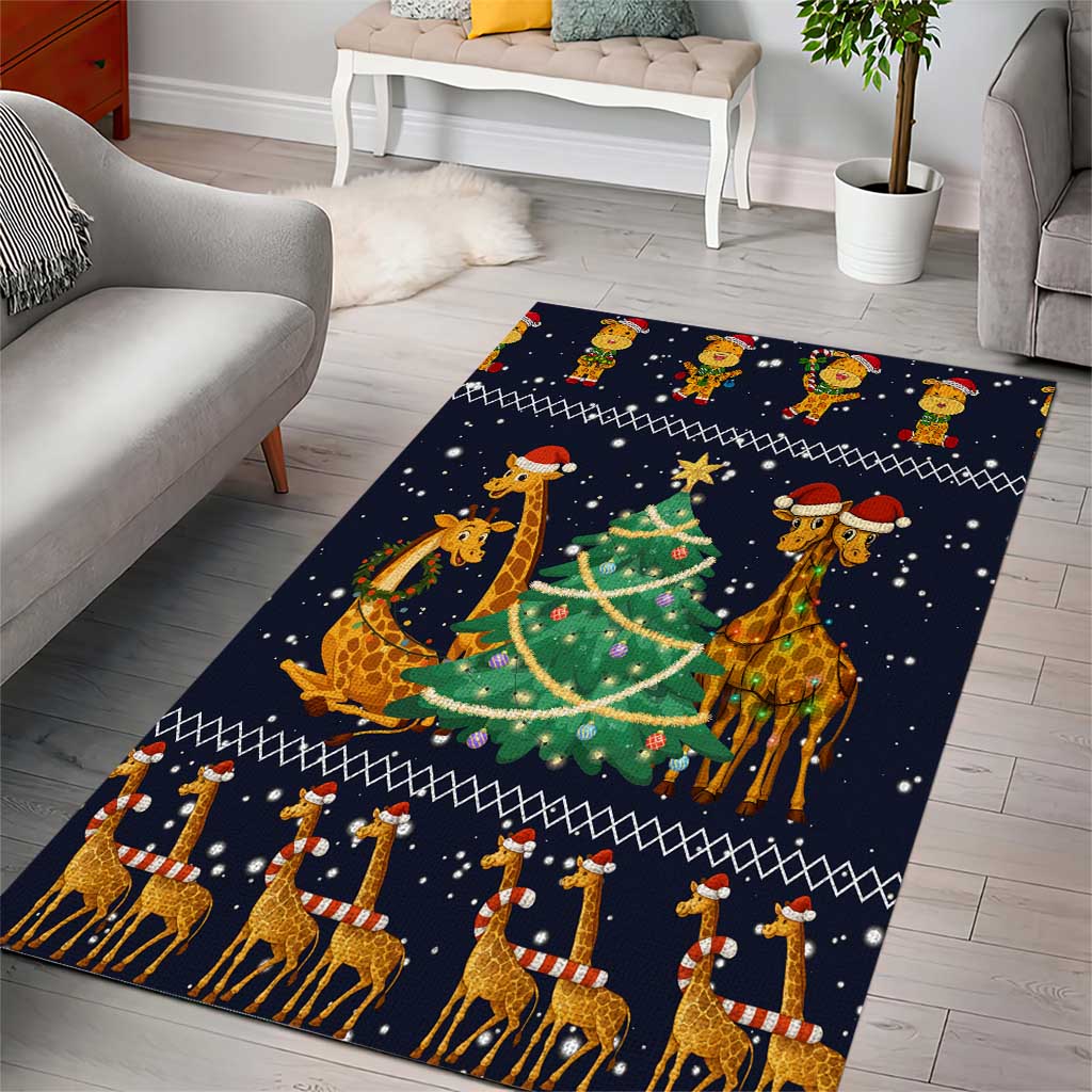 Love Giraffe Christmas Area Rug Xmas Holiday Patterns - Wonder Print Shop