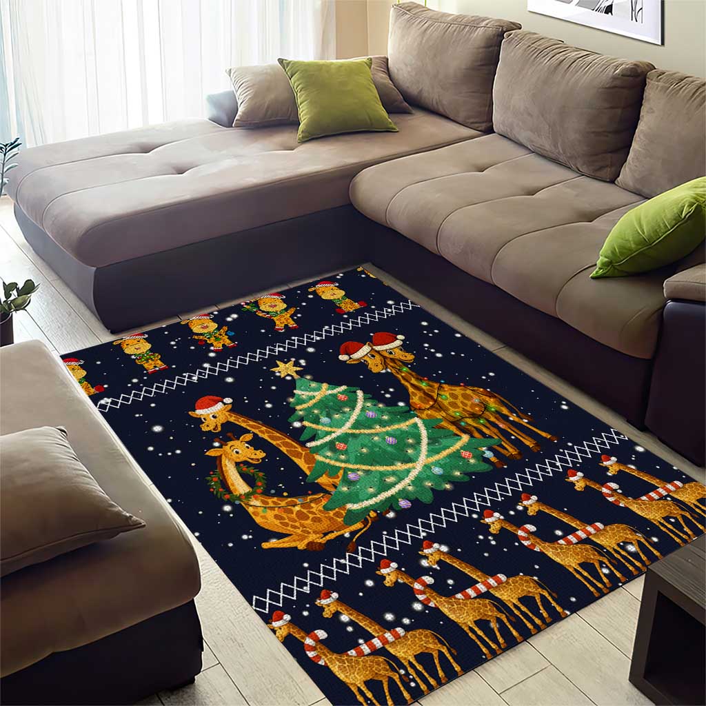 Love Giraffe Christmas Area Rug Xmas Holiday Patterns - Wonder Print Shop