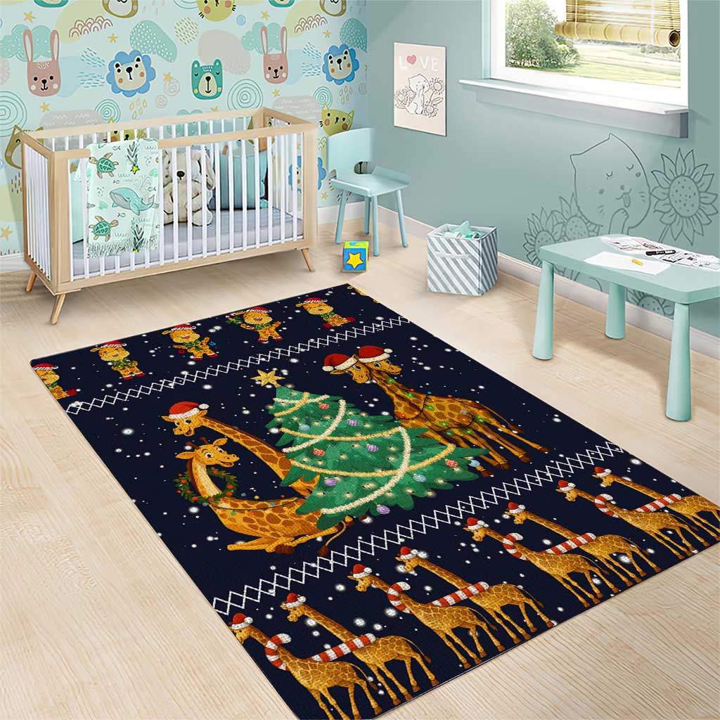 Love Giraffe Christmas Area Rug Xmas Holiday Patterns - Wonder Print Shop