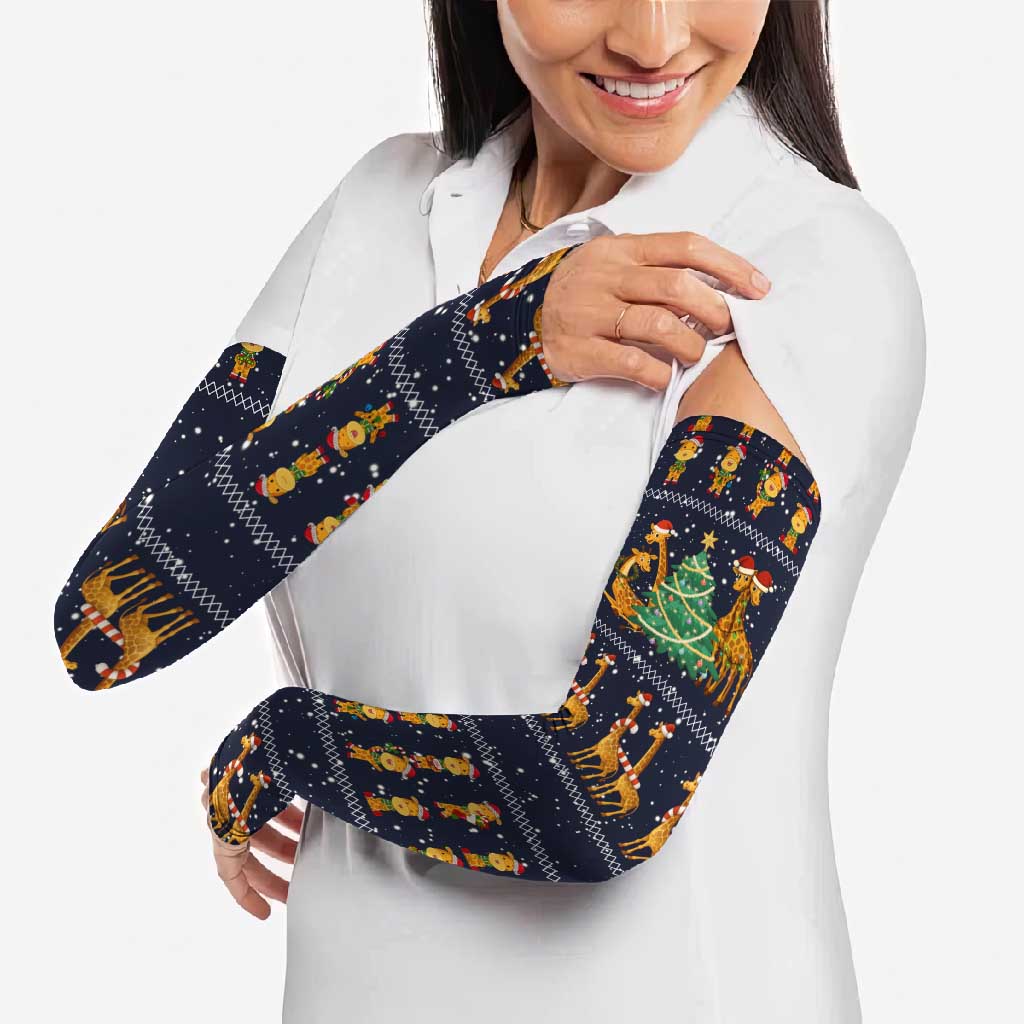 Love Giraffe Christmas Arm Sleeves Xmas Holiday Patterns - Wonder Print Shop