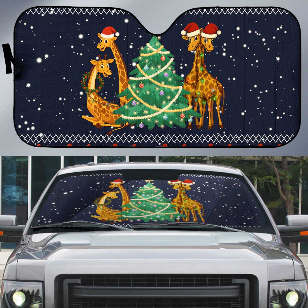 Love Giraffe Christmas Auto Sun Shade Xmas Holiday Patterns - Wonder Print Shop