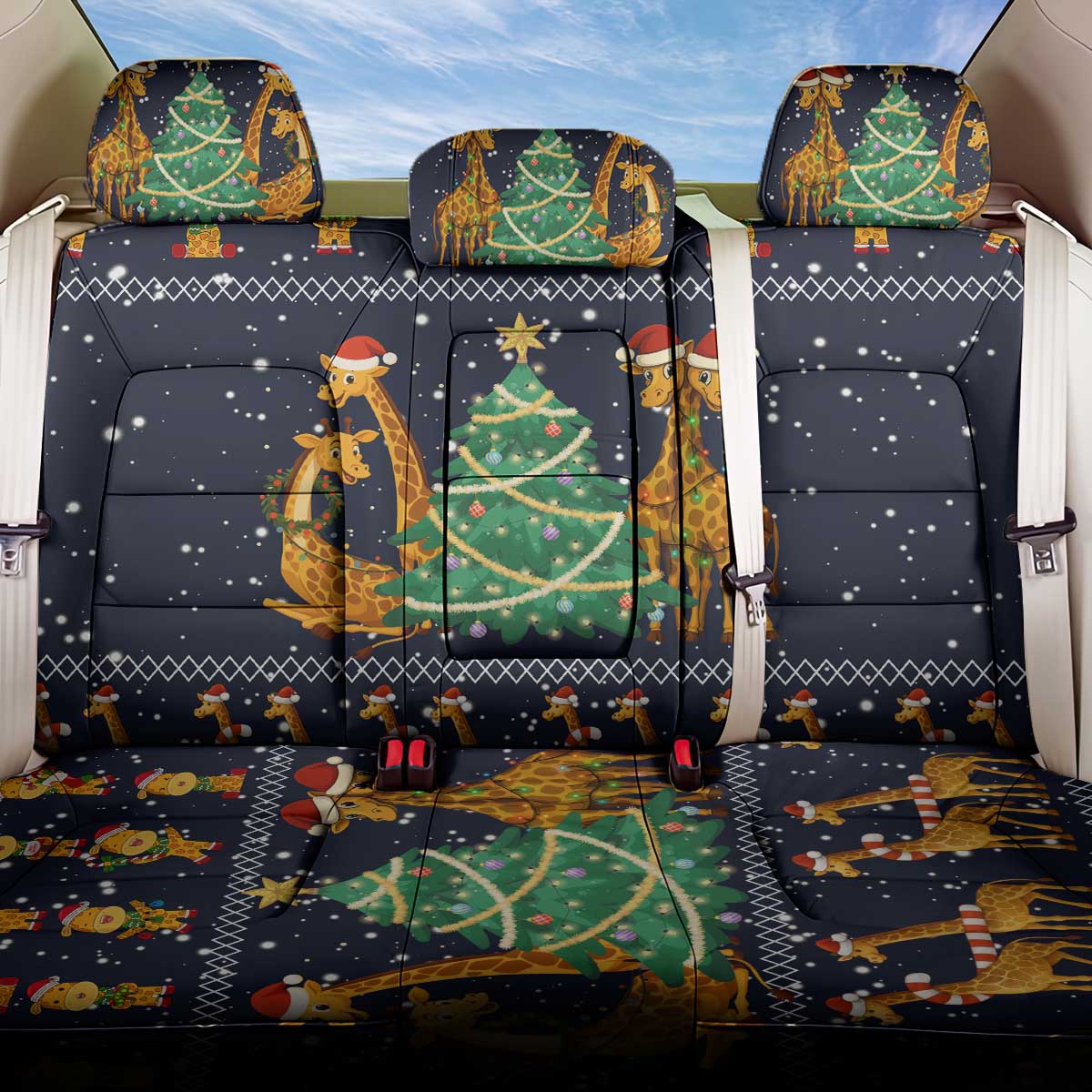 Love Giraffe Christmas Back Car Seat Cover Xmas Holiday Patterns - Wonder Print Shop