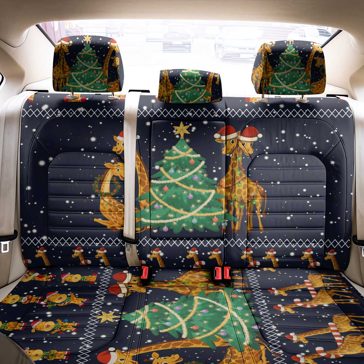 Love Giraffe Christmas Back Car Seat Cover Xmas Holiday Patterns - Wonder Print Shop