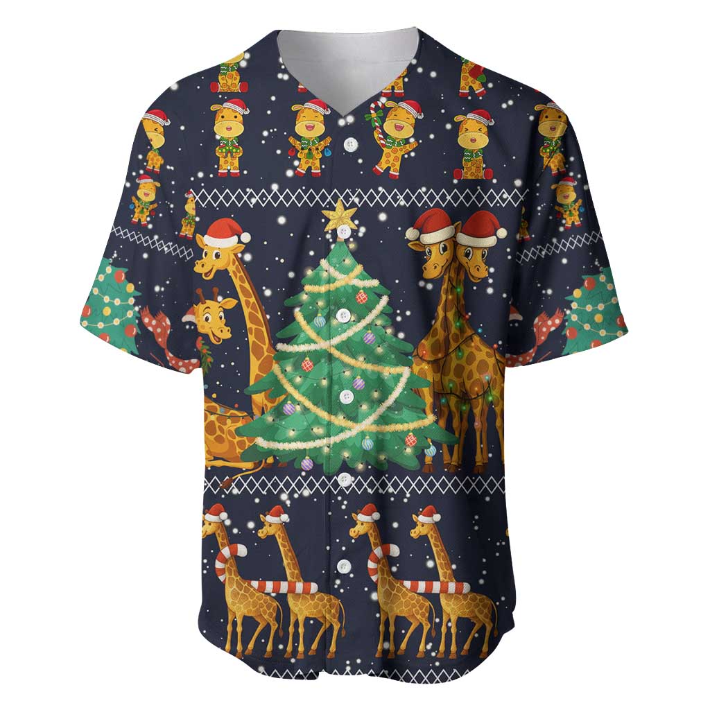 Love Giraffe Christmas Baseball Jersey Xmas Holiday Patterns - Wonder Print Shop