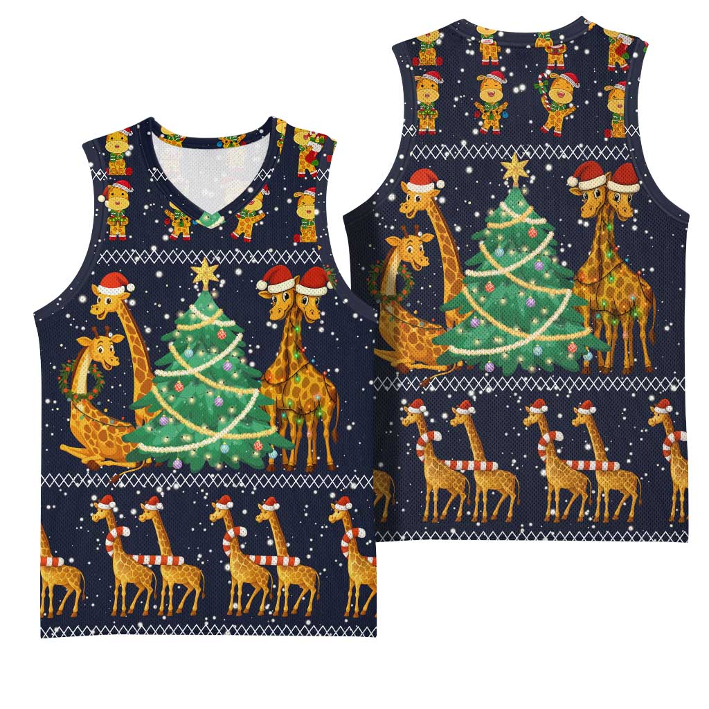 Love Giraffe Christmas Basketball Jersey Xmas Holiday Patterns - Wonder Print Shop
