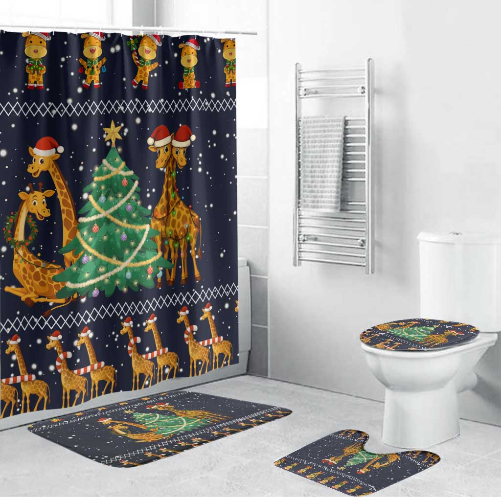 Love Giraffe Christmas Bathroom Set Xmas Holiday Patterns - Wonder Print Shop