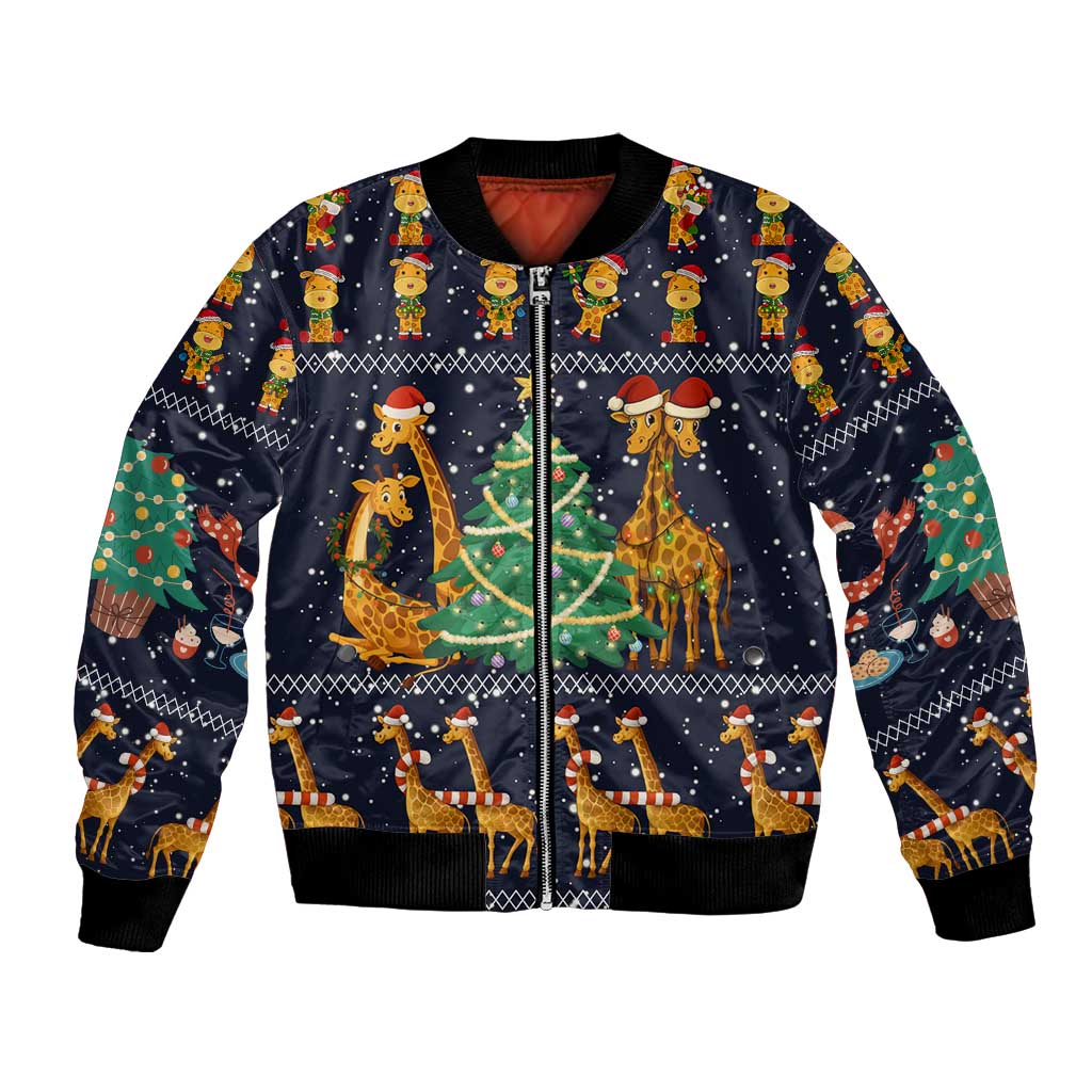 Love Giraffe Christmas Bomber Jacket Xmas Holiday Patterns - Wonder Print Shop