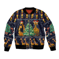 Love Giraffe Christmas Bomber Jacket Xmas Holiday Patterns - Wonder Print Shop