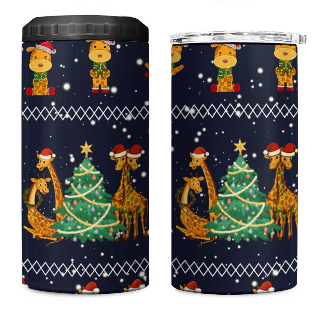 Love Giraffe Christmas 4 in 1 Can Cooler Tumbler Xmas Holiday Patterns - Wonder Print Shop