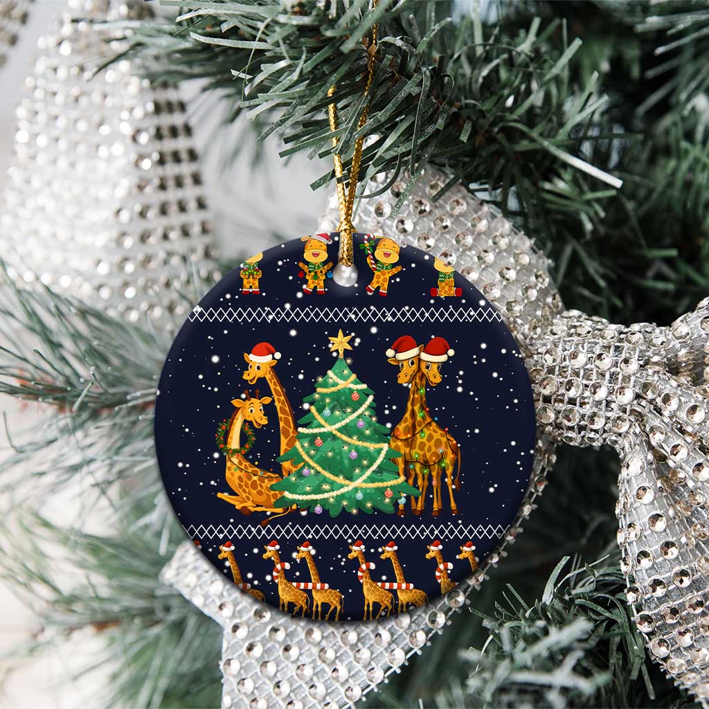 Love Giraffe Christmas Ceramic Ornament Xmas Holiday Patterns - Wonder Print Shop