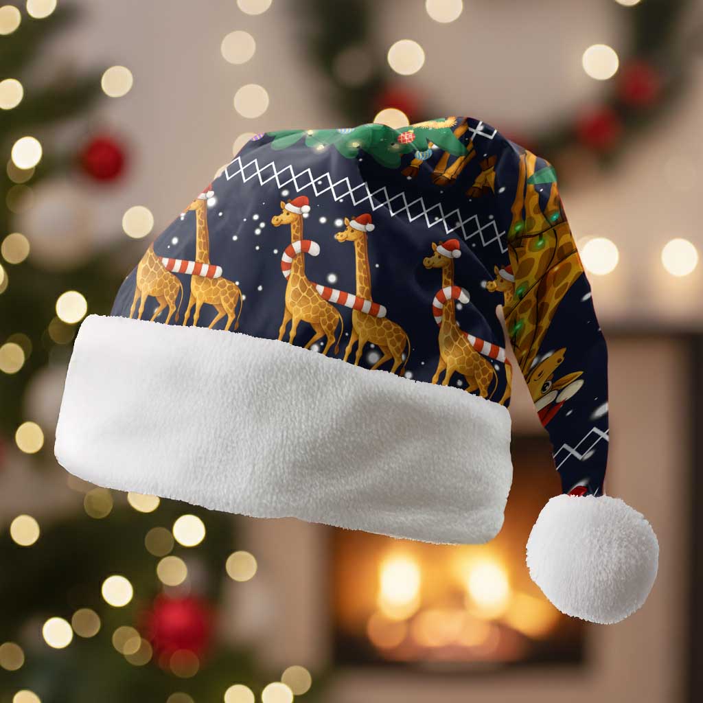 Love Giraffe Christmas Santa Hat Xmas Holiday Patterns - Wonder Print Shop
