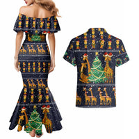 Love Giraffe Christmas Couples Matching Mermaid Dress and Hawaiian Shirt Xmas Holiday Patterns - Wonder Print Shop