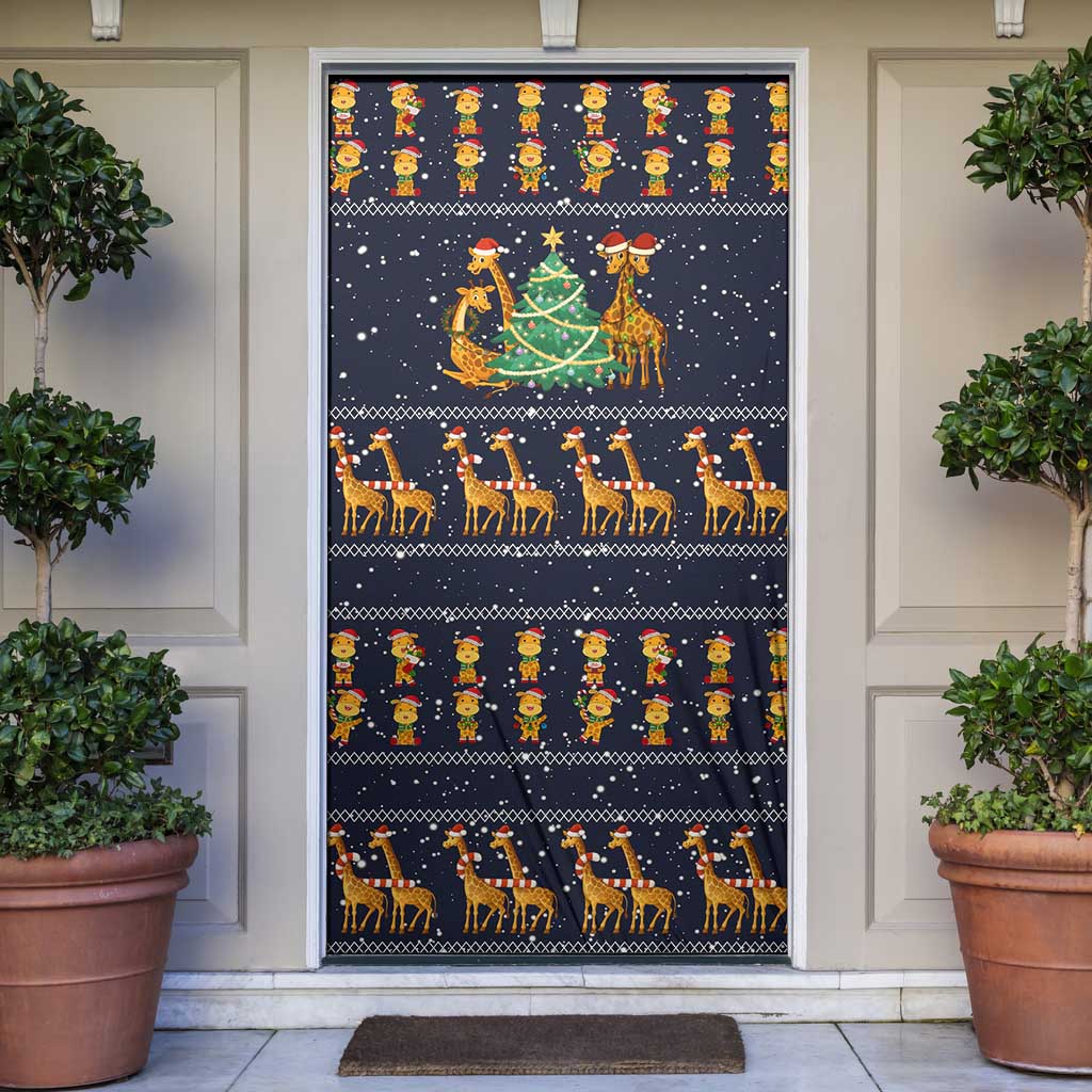 Love Giraffe Christmas Door Cover Xmas Holiday Patterns - Wonder Print Shop