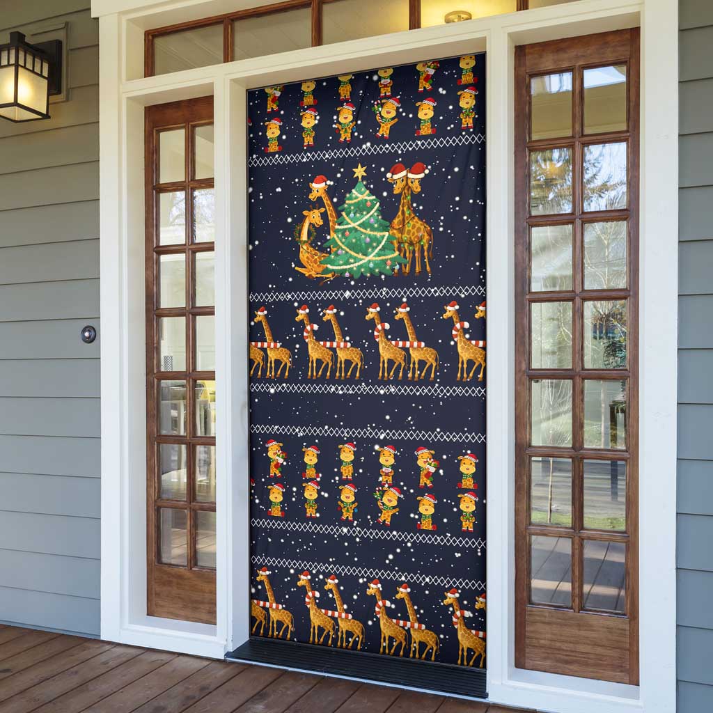 Love Giraffe Christmas Door Cover Xmas Holiday Patterns - Wonder Print Shop