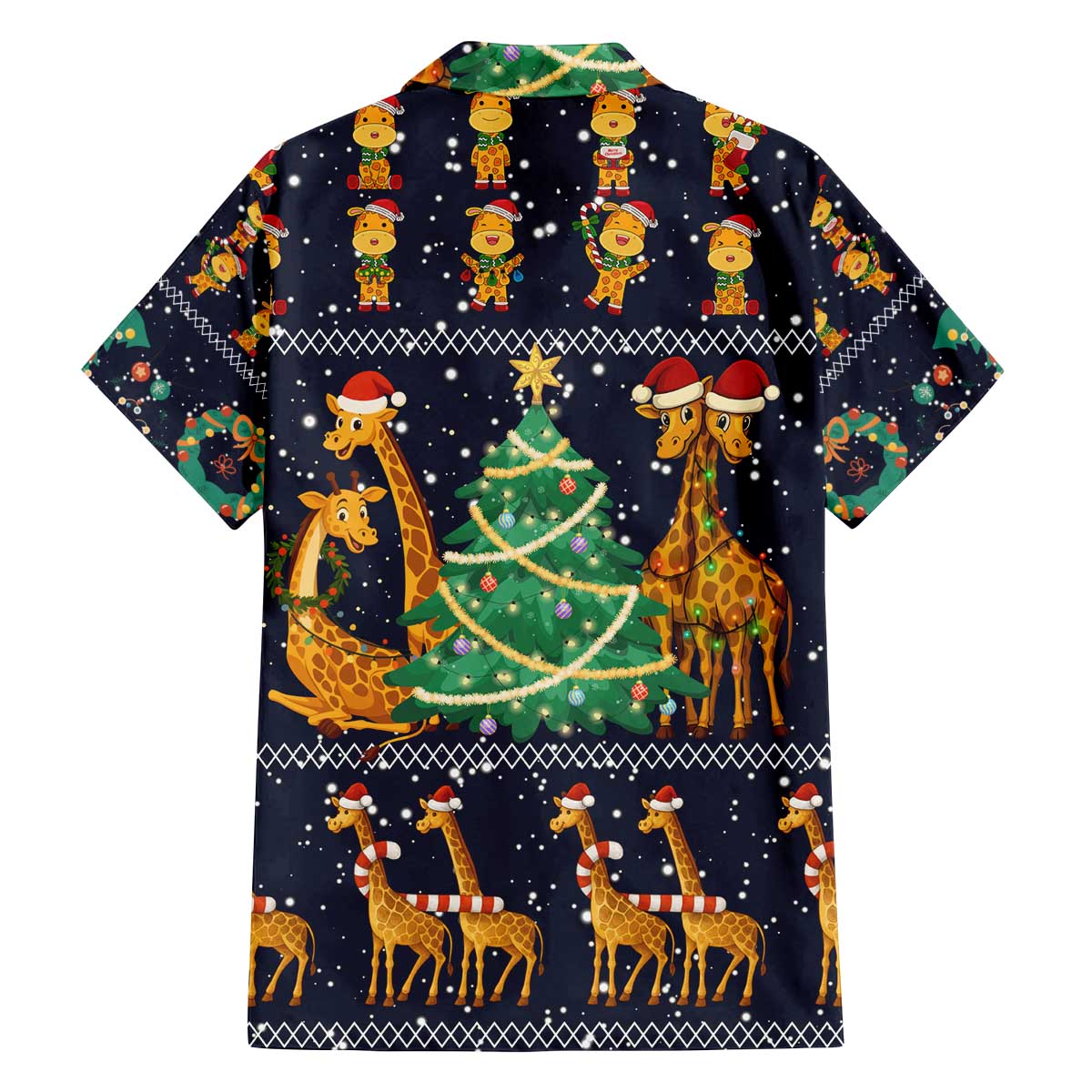 Love Giraffe Christmas Family Matching Off The Shoulder Long Sleeve Dress and Hawaiian Shirt Xmas Holiday Patterns - Wonder Print Shop