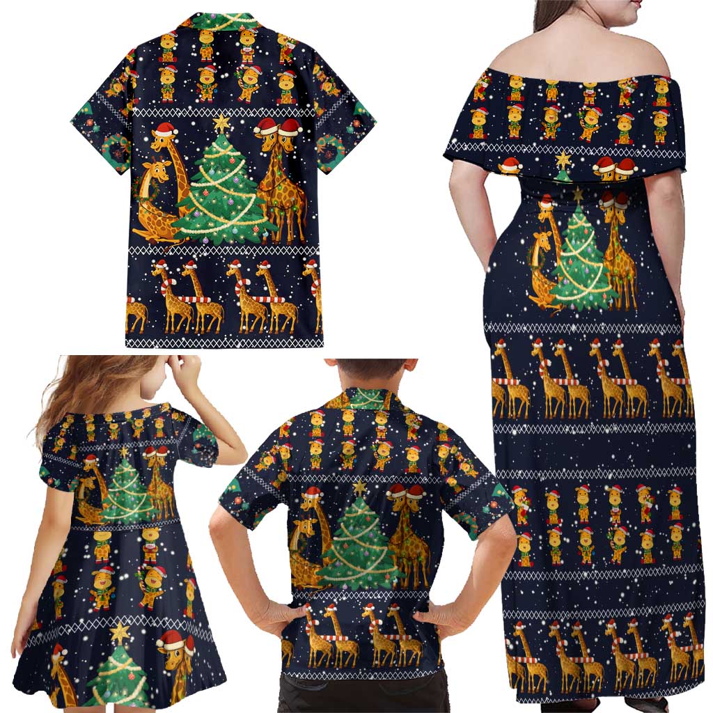 Love Giraffe Christmas Family Matching Off Shoulder Maxi Dress and Hawaiian Shirt Xmas Holiday Patterns - Wonder Print Shop