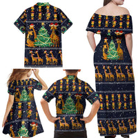 Love Giraffe Christmas Family Matching Off Shoulder Maxi Dress and Hawaiian Shirt Xmas Holiday Patterns - Wonder Print Shop