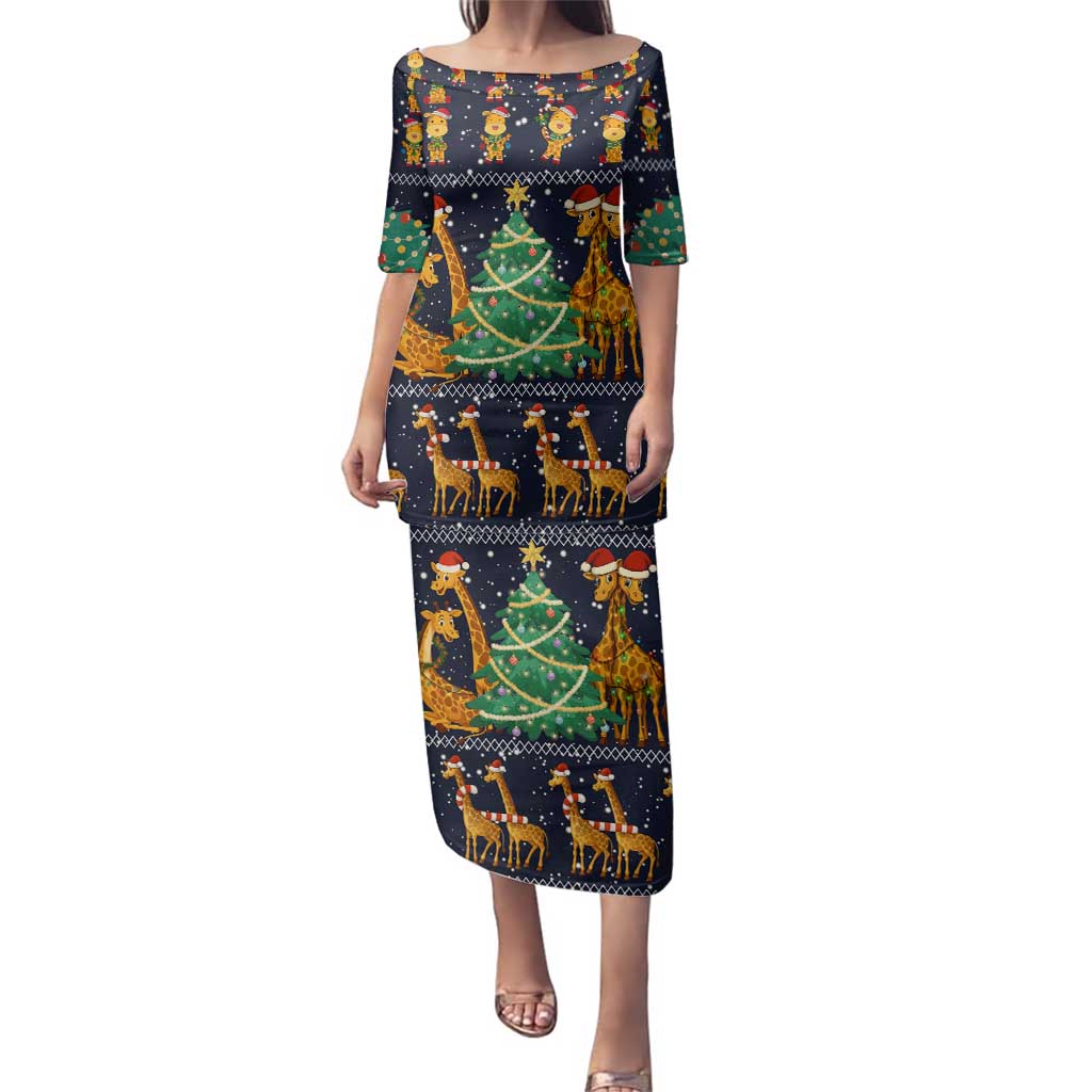 Love Giraffe Christmas Family Matching Puletasi and Hawaiian Shirt Xmas Holiday Patterns - Wonder Print Shop
