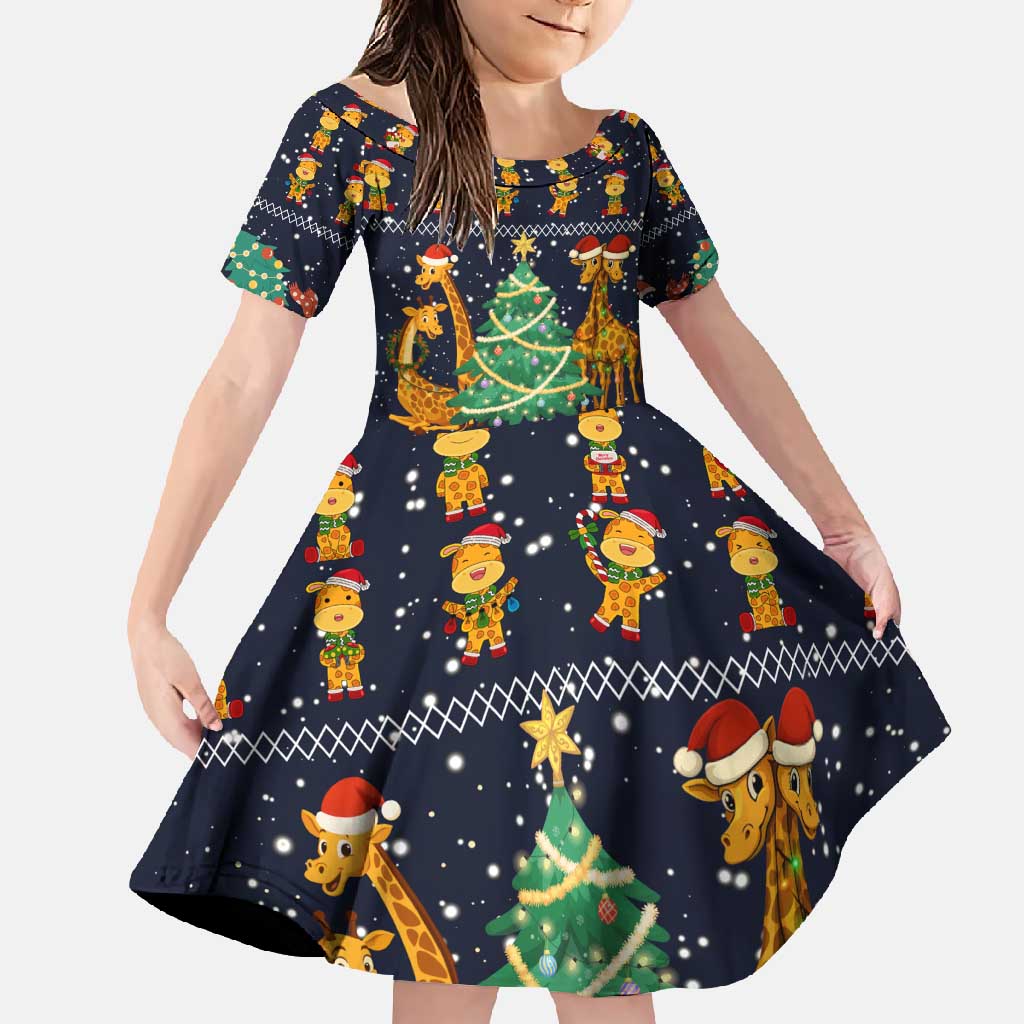 Love Giraffe Christmas Family Matching Short Sleeve Bodycon Dress and Hawaiian Shirt Xmas Holiday Patterns - Wonder Print Shop