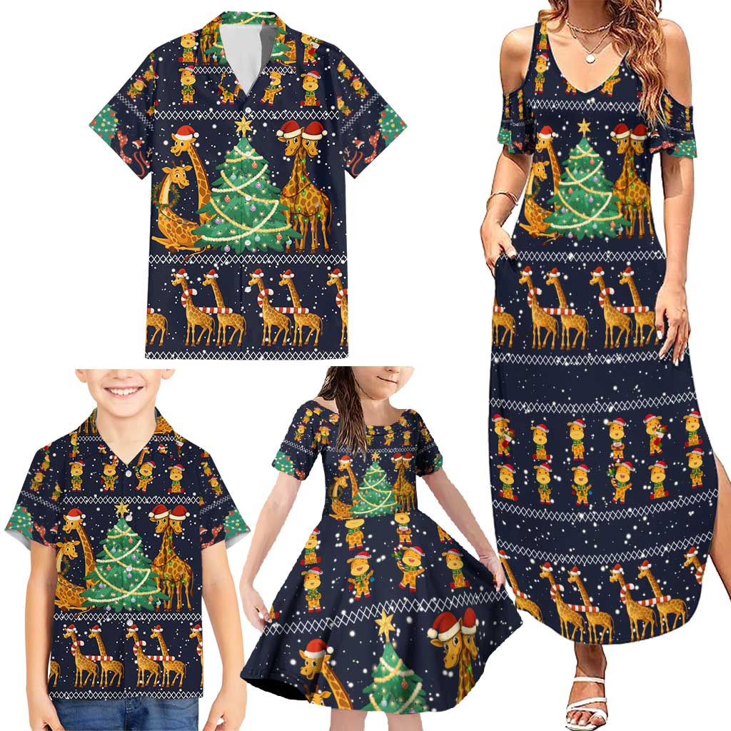 Love Giraffe Christmas Family Matching Summer Maxi Dress and Hawaiian Shirt Xmas Holiday Patterns - Wonder Print Shop