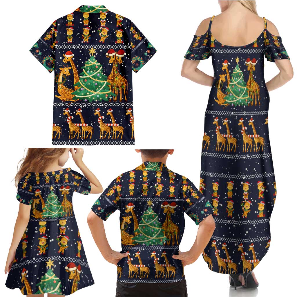 Love Giraffe Christmas Family Matching Summer Maxi Dress and Hawaiian Shirt Xmas Holiday Patterns - Wonder Print Shop