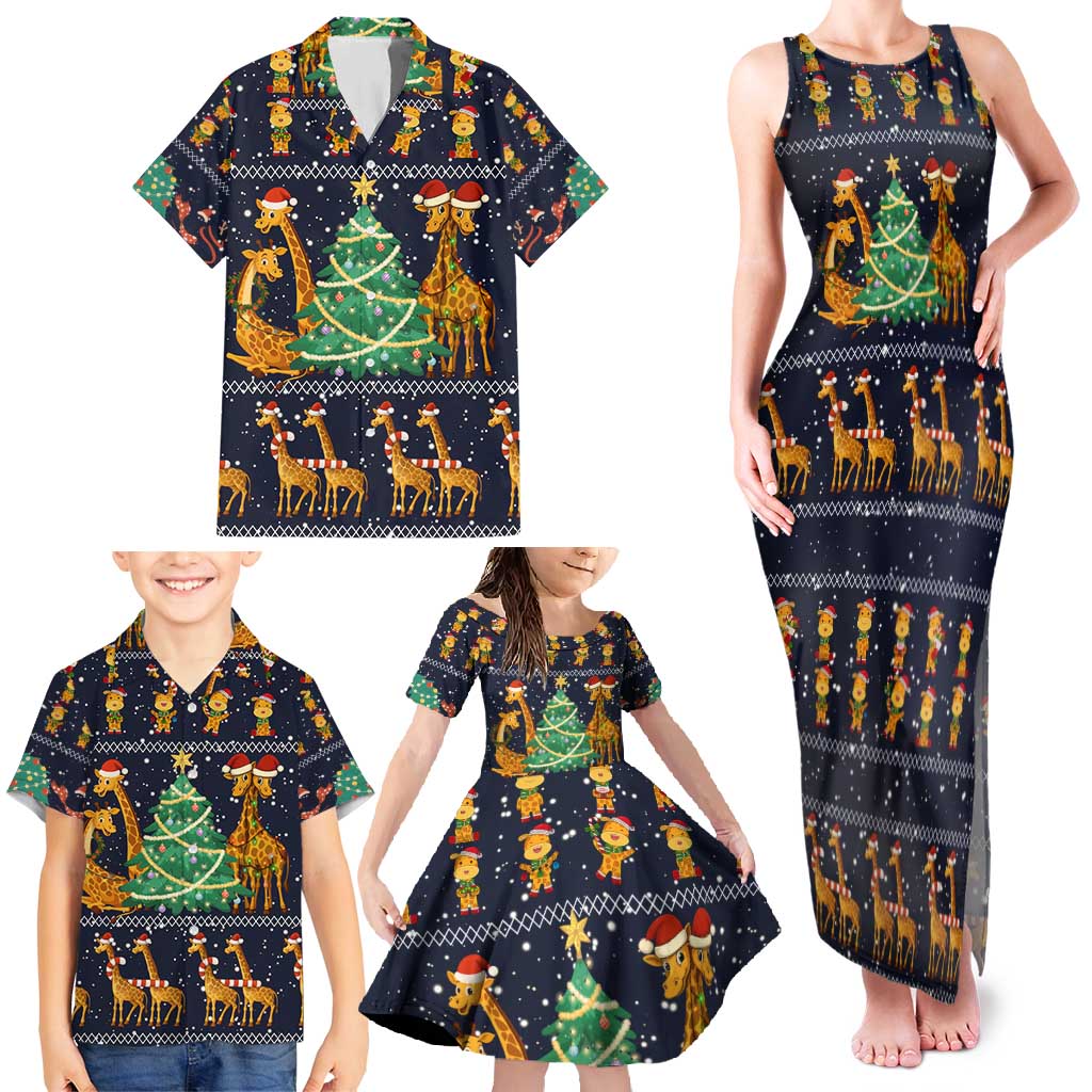 Love Giraffe Christmas Family Matching Tank Maxi Dress and Hawaiian Shirt Xmas Holiday Patterns - Wonder Print Shop