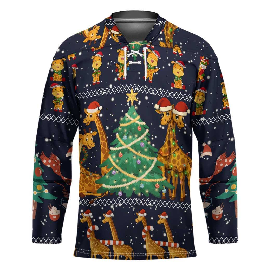 Love Giraffe Christmas Hockey Jersey Xmas Holiday Patterns - Wonder Print Shop