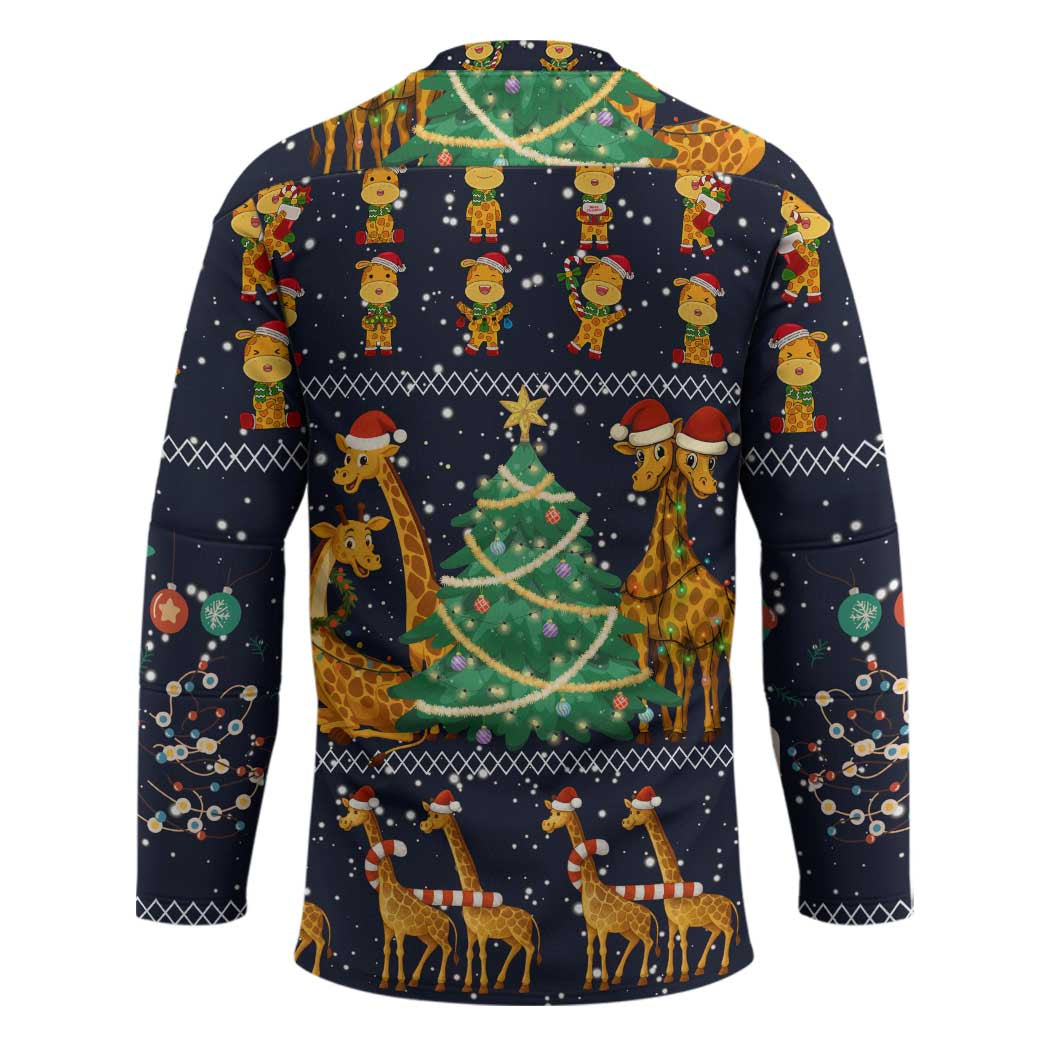 Love Giraffe Christmas Hockey Jersey Xmas Holiday Patterns - Wonder Print Shop