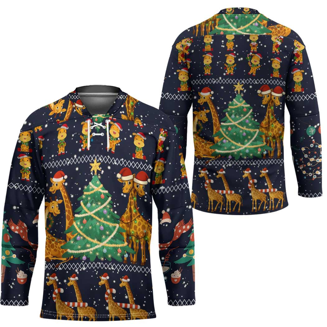 Love Giraffe Christmas Hockey Jersey Xmas Holiday Patterns - Wonder Print Shop