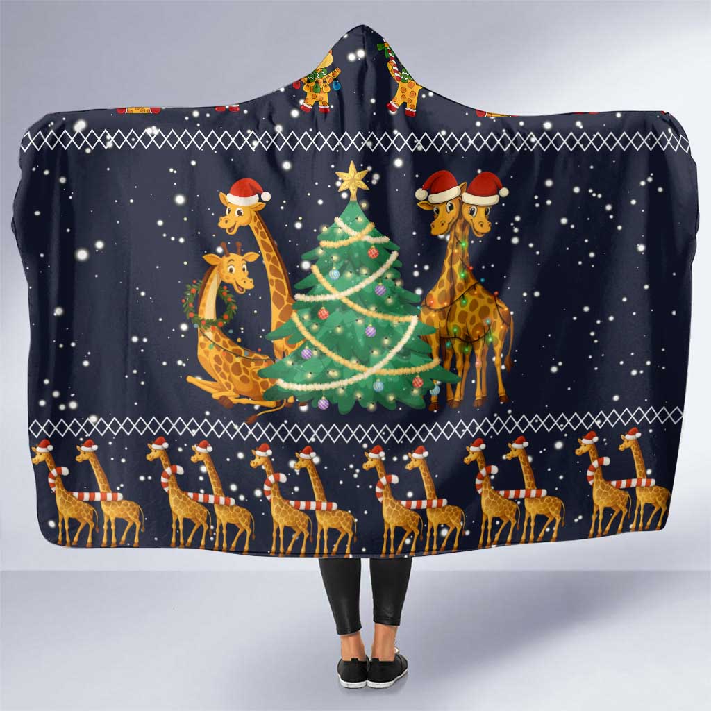 Love Giraffe Christmas Hooded Blanket Xmas Holiday Patterns - Wonder Print Shop
