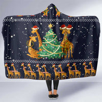 Love Giraffe Christmas Hooded Blanket Xmas Holiday Patterns - Wonder Print Shop