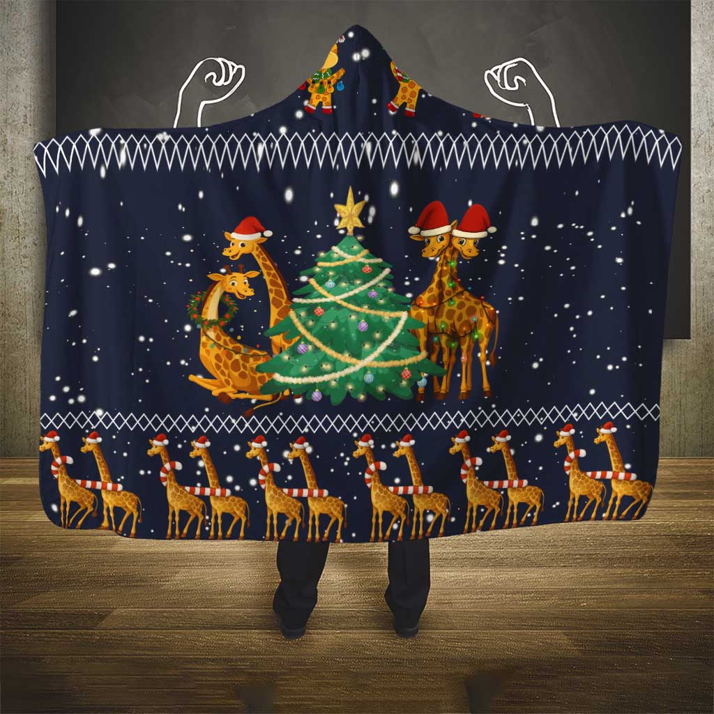 Love Giraffe Christmas Hooded Blanket Xmas Holiday Patterns - Wonder Print Shop