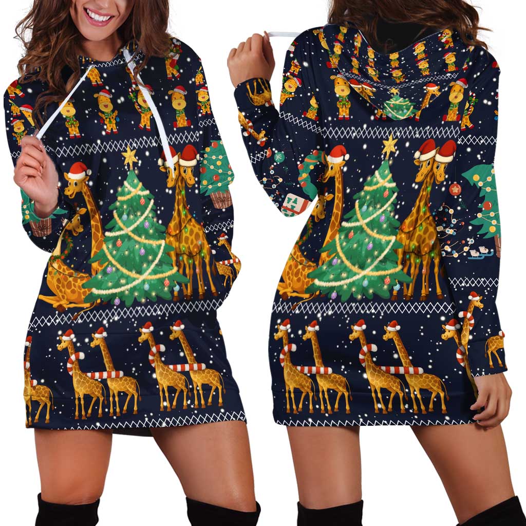 Love Giraffe Christmas Hoodie Dress Xmas Holiday Patterns - Wonder Print Shop