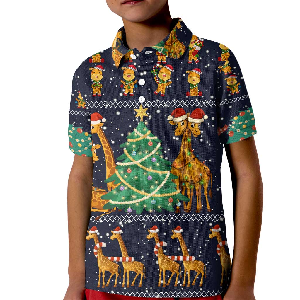 Love Giraffe Christmas Kid Polo Shirt Xmas Holiday Patterns - Wonder Print Shop
