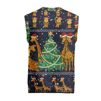 Love Giraffe Christmas Knitted V-Neck Vest Xmas Holiday Patterns - Wonder Print Shop