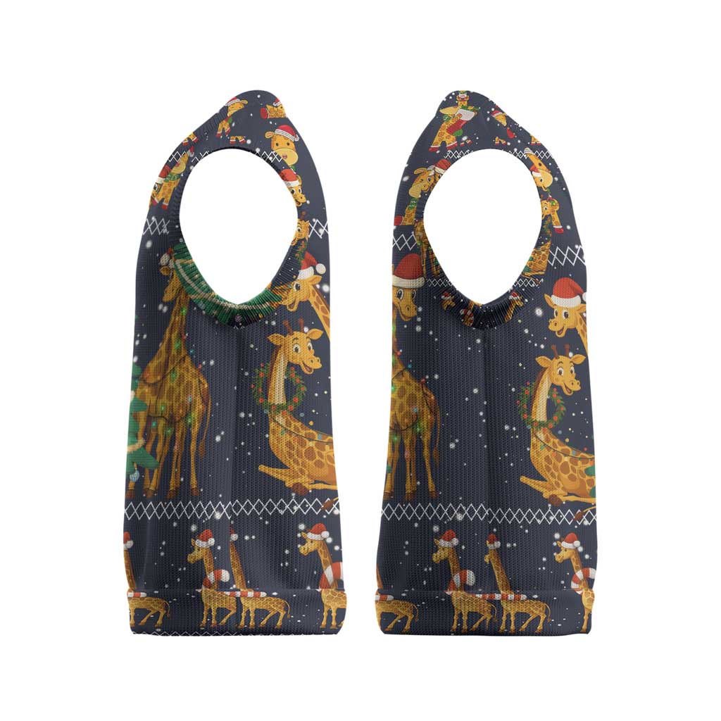 Love Giraffe Christmas Knitted V-Neck Vest Xmas Holiday Patterns - Wonder Print Shop